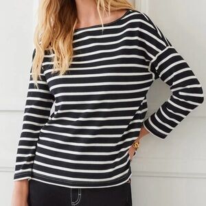 Karen Kane Stripes Boat Neck Drop Shoulder Top | Size M
